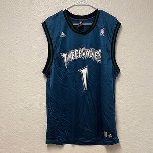 Adidas Timberwolves Teal Jersey with Number 1